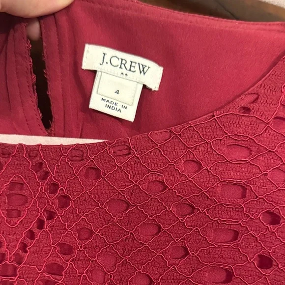 J. Crew Burgundy Crochet Dress with Scoop Neck - Picture 2 of 5